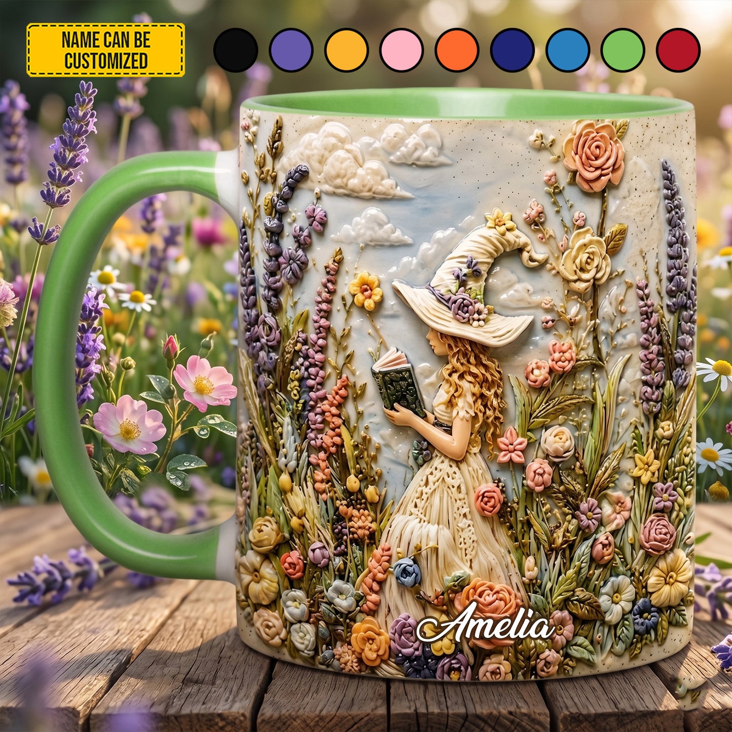 Beautiful Witch Flowers - Personalized Witch Accent Mug