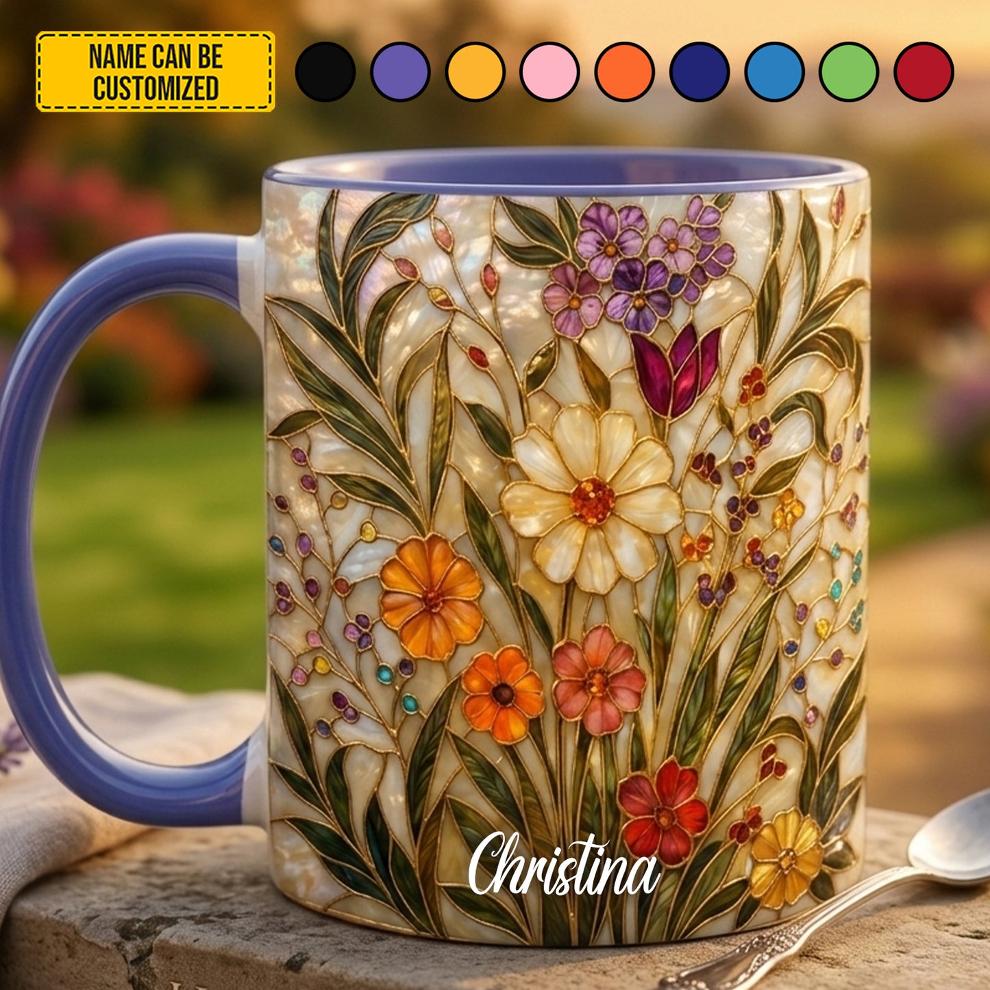 Stained Glass Wildflower - Personalized Accent Mug