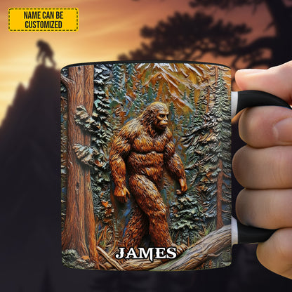 Bigfoot In Forest - Personalized Bigfoot Accent Mug