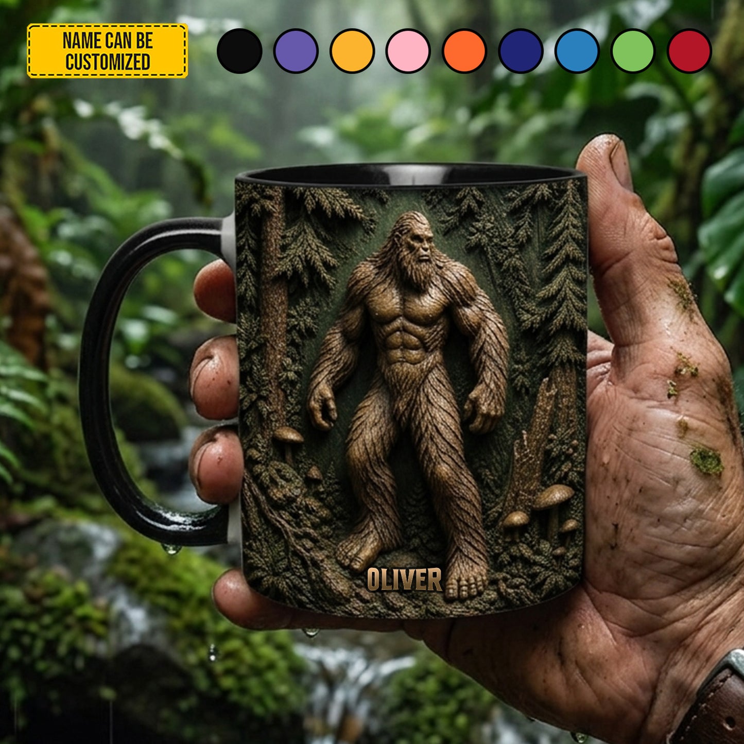 Personalized Bigfoot Forest Guardian Accent Mug