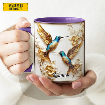 Personalized Beautiful Hummingbird Accent Mug