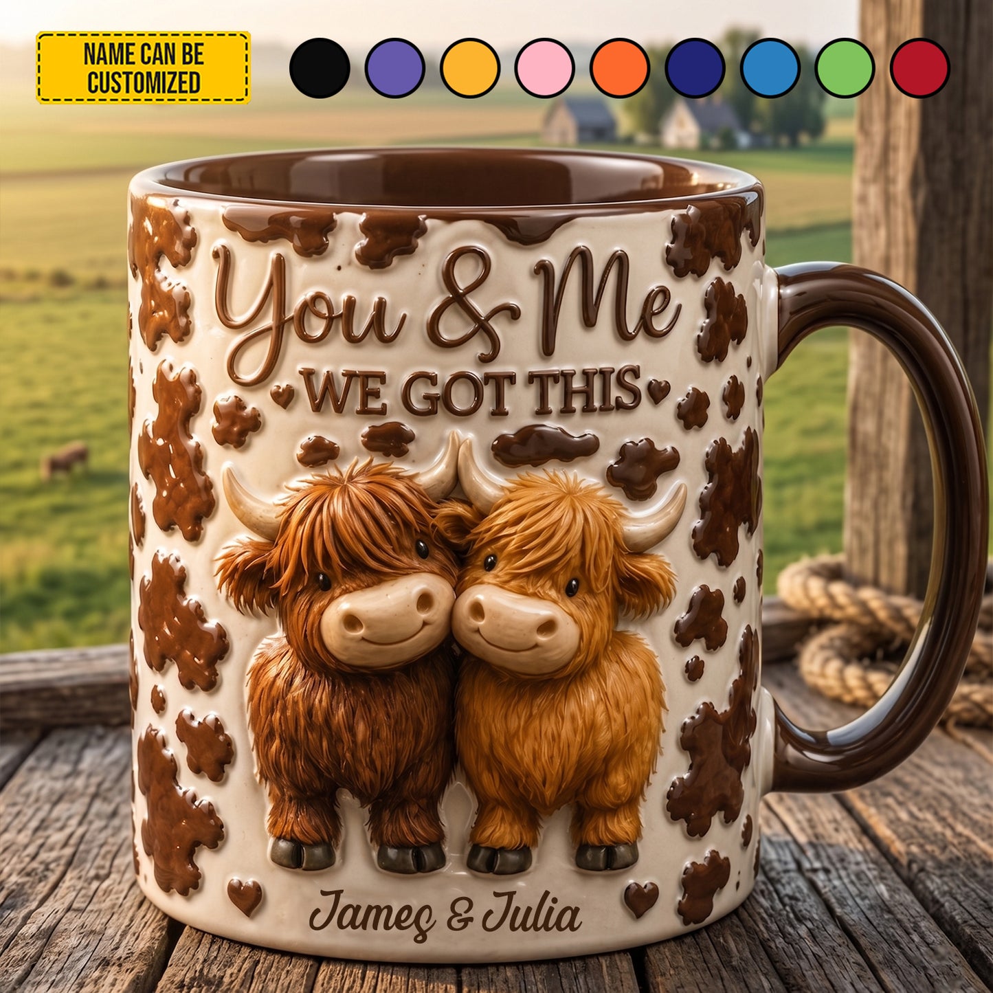You & Me We Got This - Personalized Highland Cow Couple Accent Mug