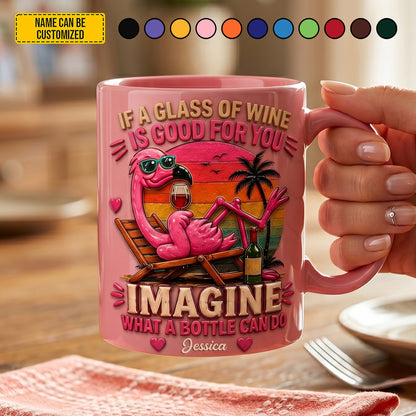 Flamingo & Wine Vibes - Personalized Funny Accent Mug