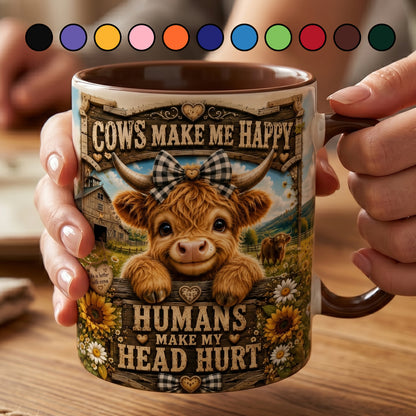Cows Make Me Happy - Personalized Cow Accent Mug