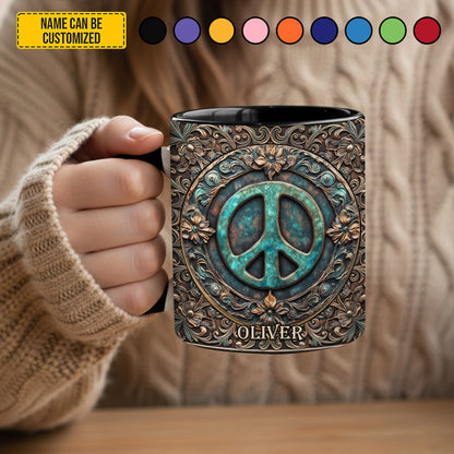 Personalized Peace Symbol Accent Mug