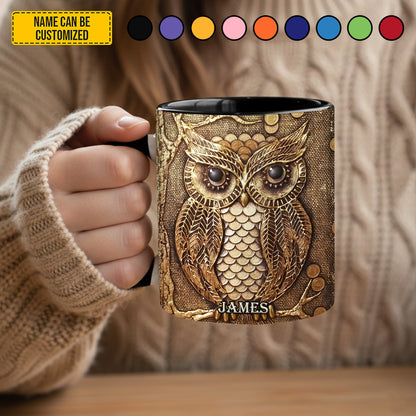 Vintage Owl - Personalized Owl Accent Mug