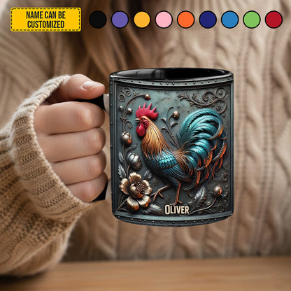 Vintage Chicken With Flowers – Personalized Chicken Accent Mug