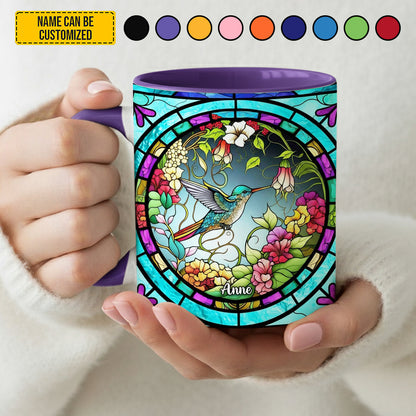 Stained Glass Hummingbird - Personalized Accent Mug