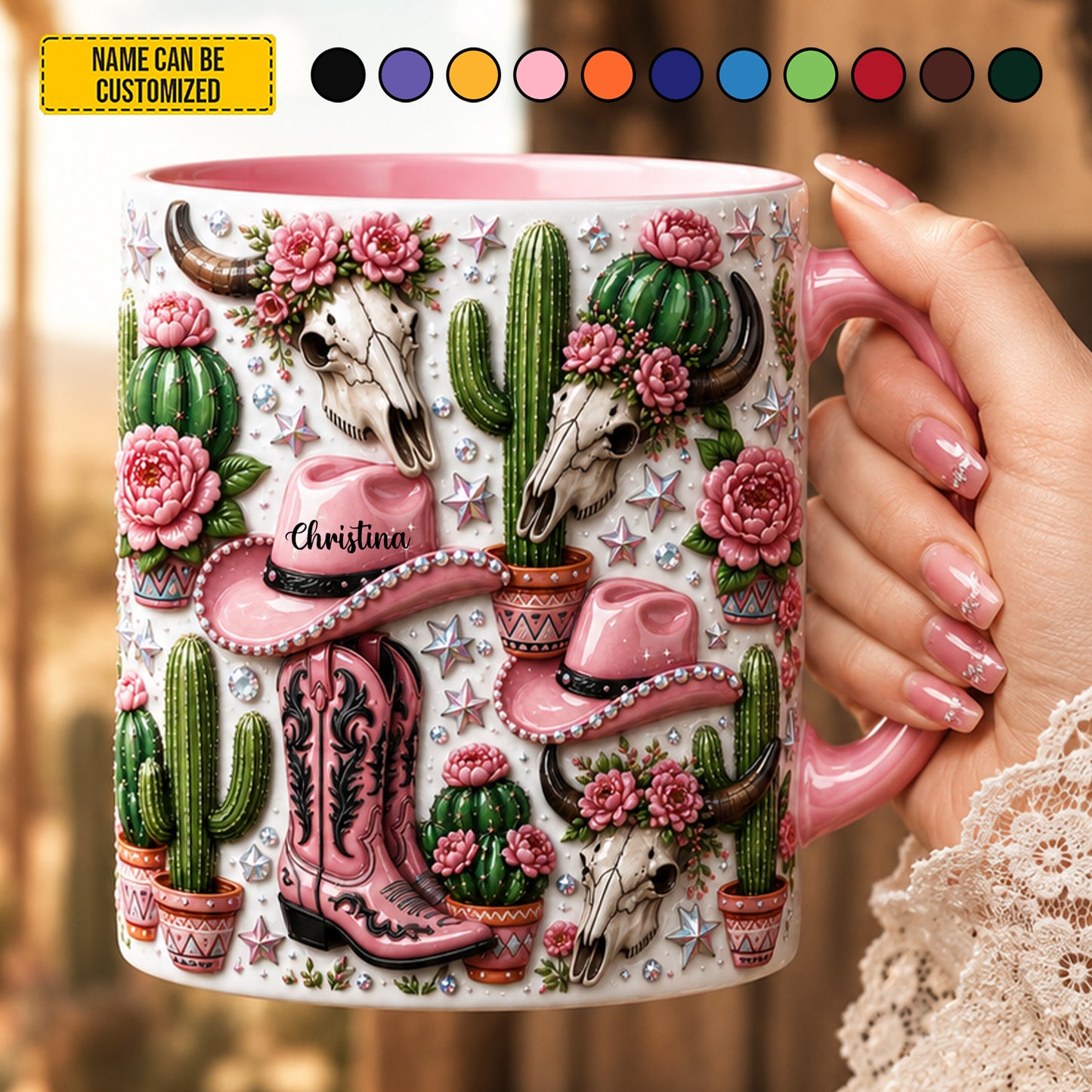 Personalized Western Cowgirl Accent Mug