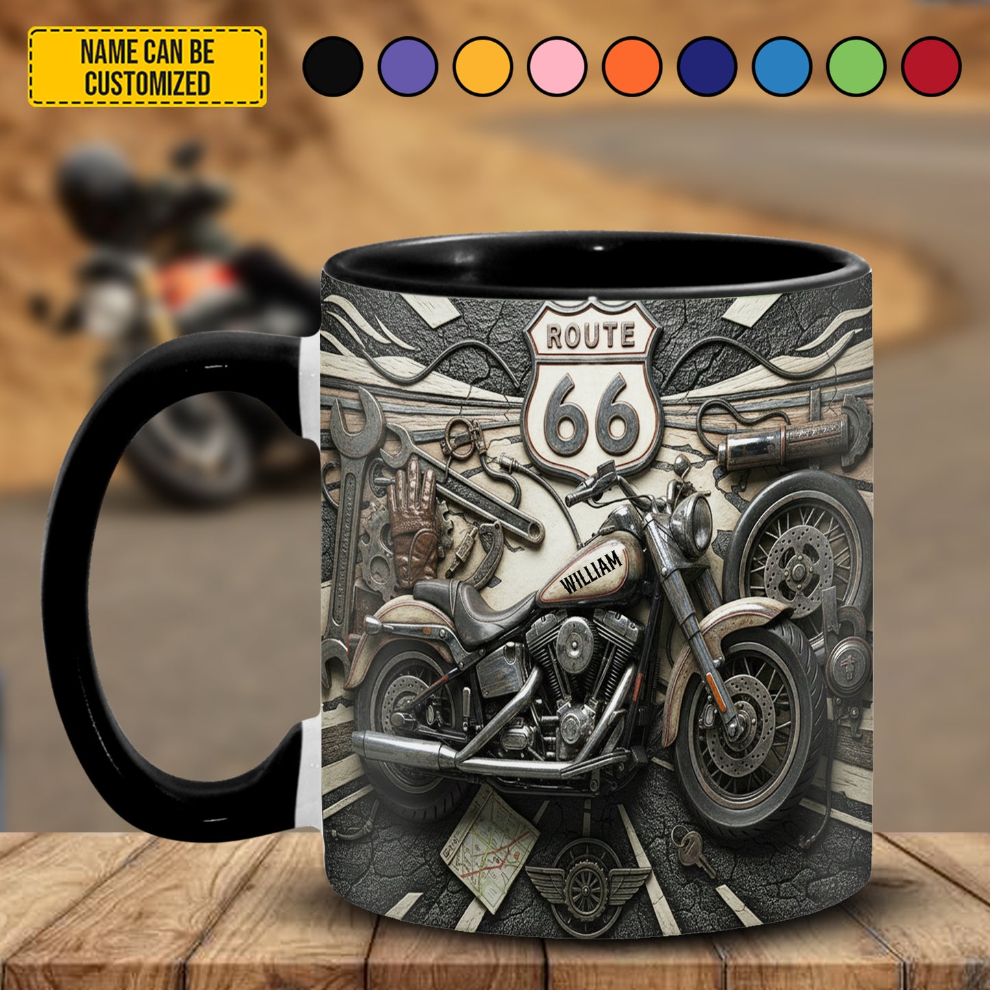 Iron Road 66 – Personalized Biker Accent Mug