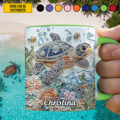 Personalized Crystal Turtle Ocean Accent Mug