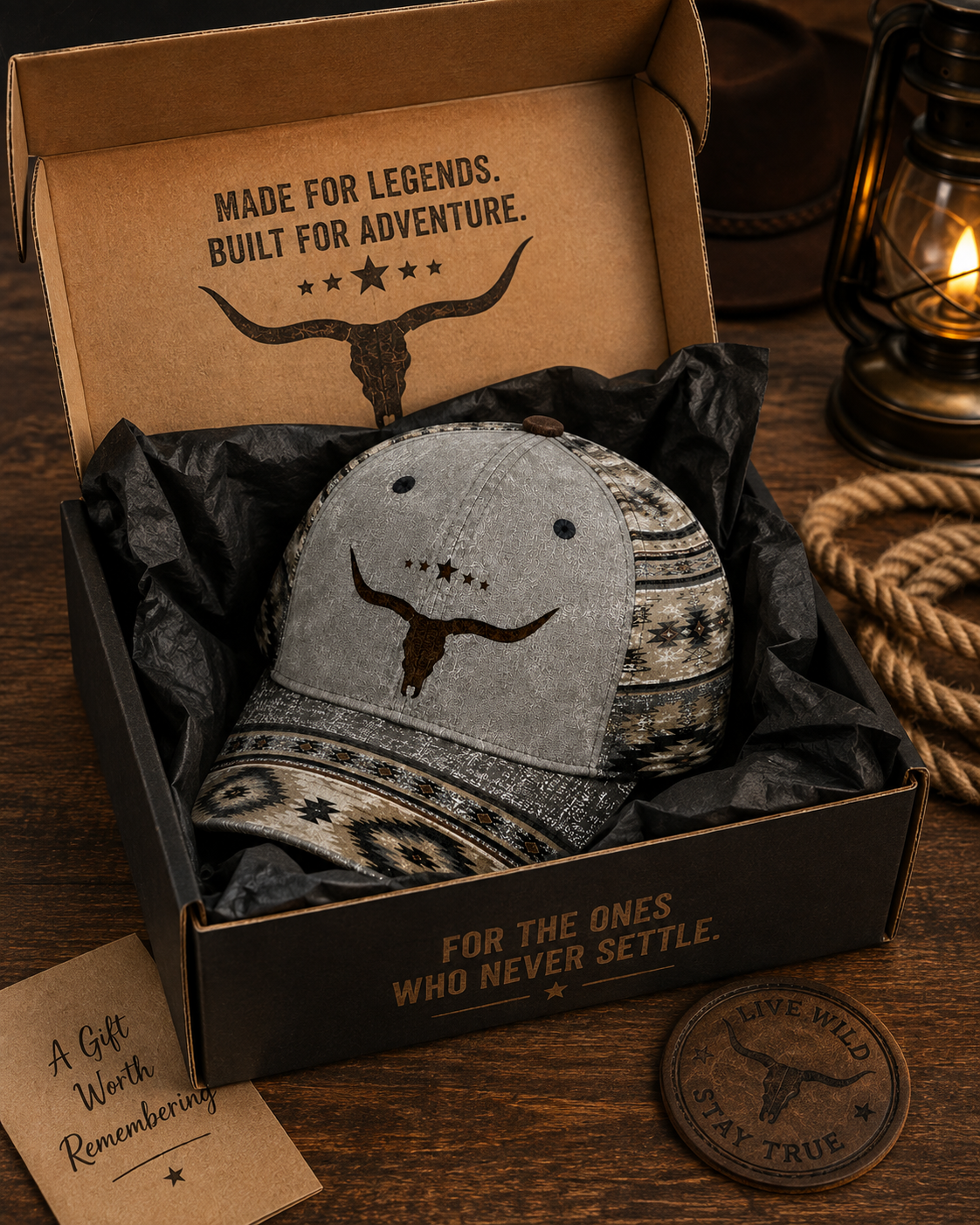 Western Longhorn Classic Cap – Vintage Southwestern Cowboy Hat