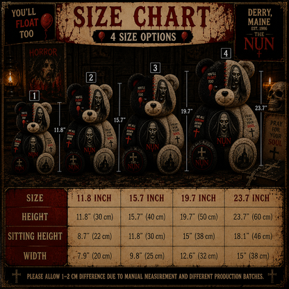 The Nun Horror Bear Custom Shaped Pillow – Valak Gift for Horror Movie Fans