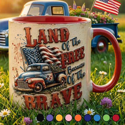 Land Of The Free - Truck Patriotic Accent Mug