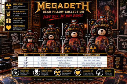 Megadeth Bear Custom Shaped Pillow – Thrash Metal Fan Gift