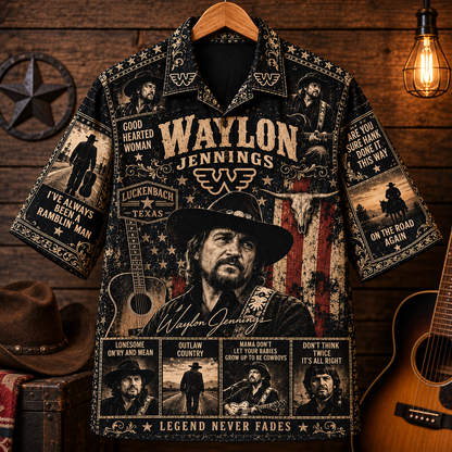 Waylon Jennings Hawaiian Shirt - Vintage Country Music Fan Gift