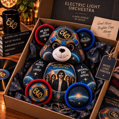 Electric Light Orchestra (ELO) Custom Shaped Bear Pillow – Classic Rock Music Inspired Gift for Fans