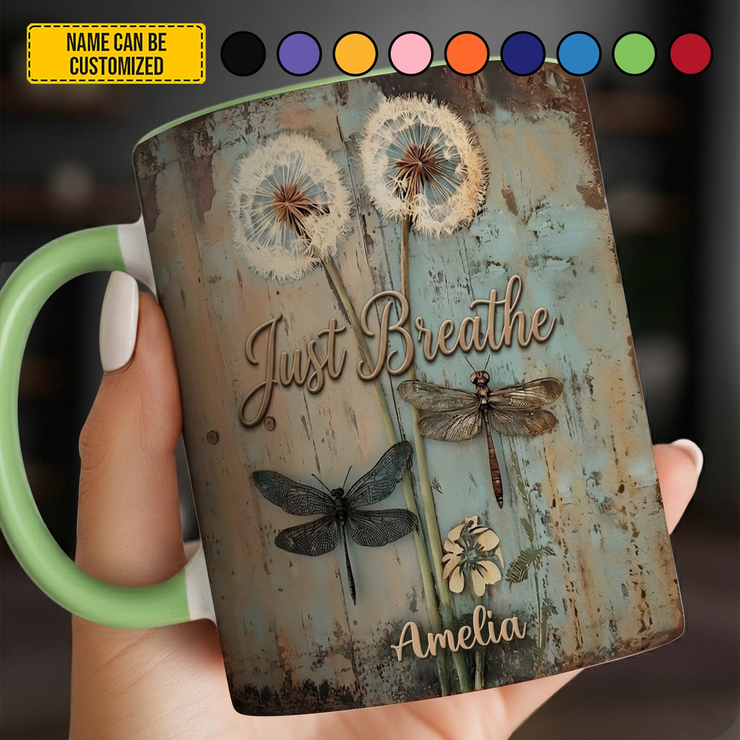 Just Breathe - Personalized Accent Mug