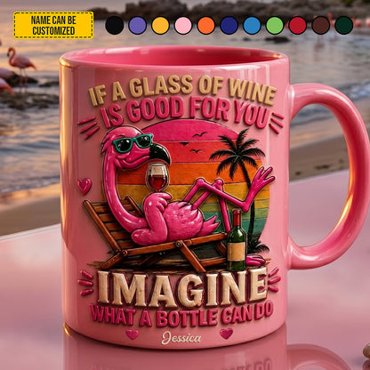 Flamingo & Wine Vibes - Personalized Funny Accent Mug