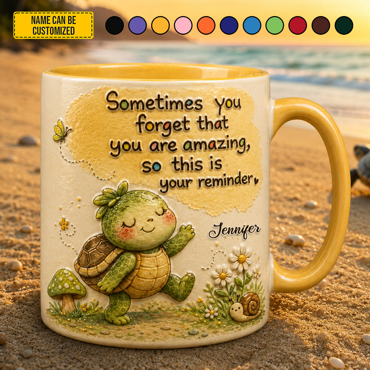 Personalized Cute Turtle Accent Mug