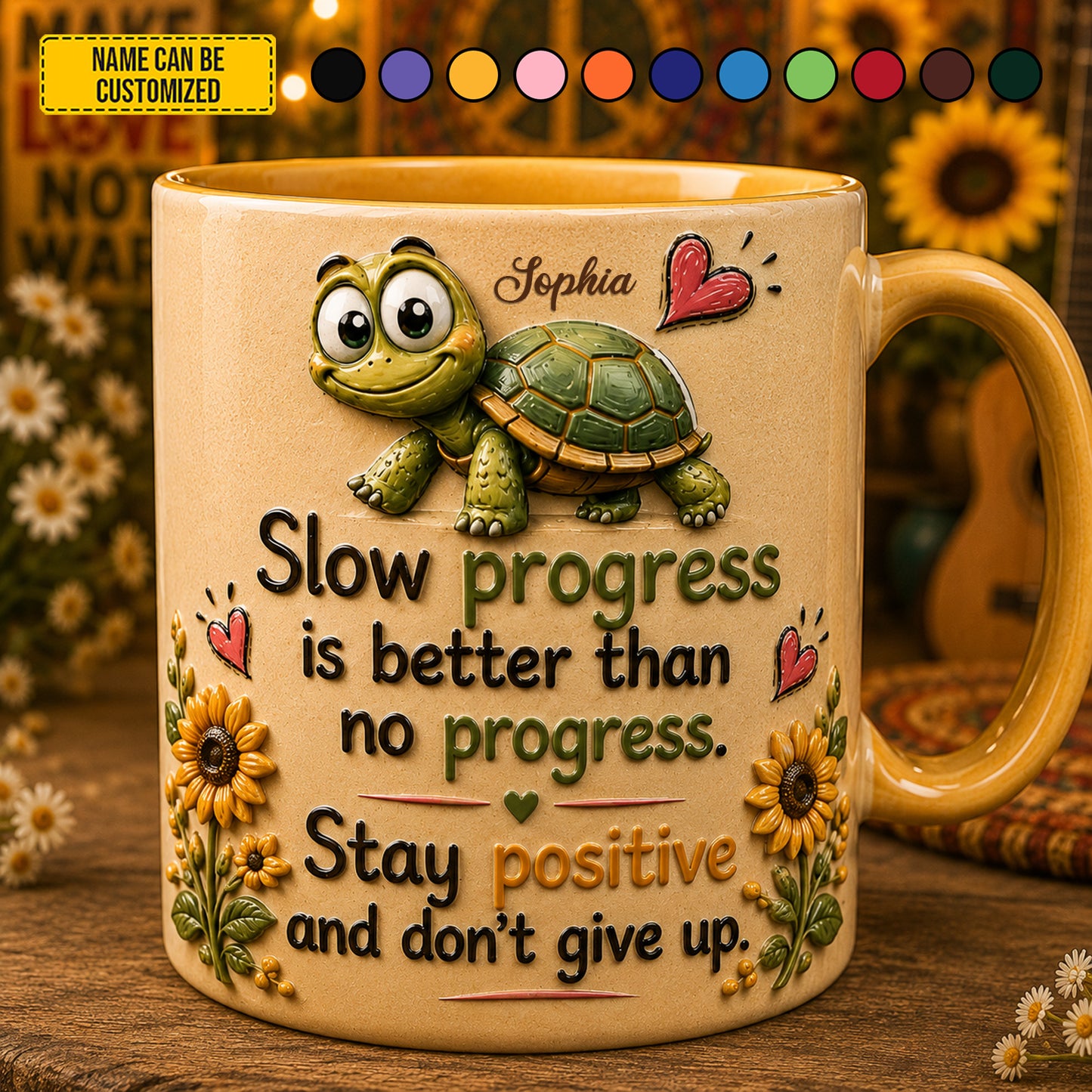 Personalized Turtle Motivational Accent Mug