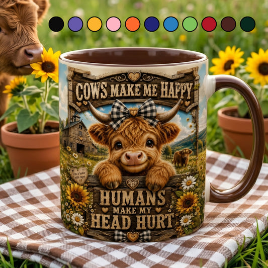 Cows Make Me Happy - Personalized Cow Accent Mug