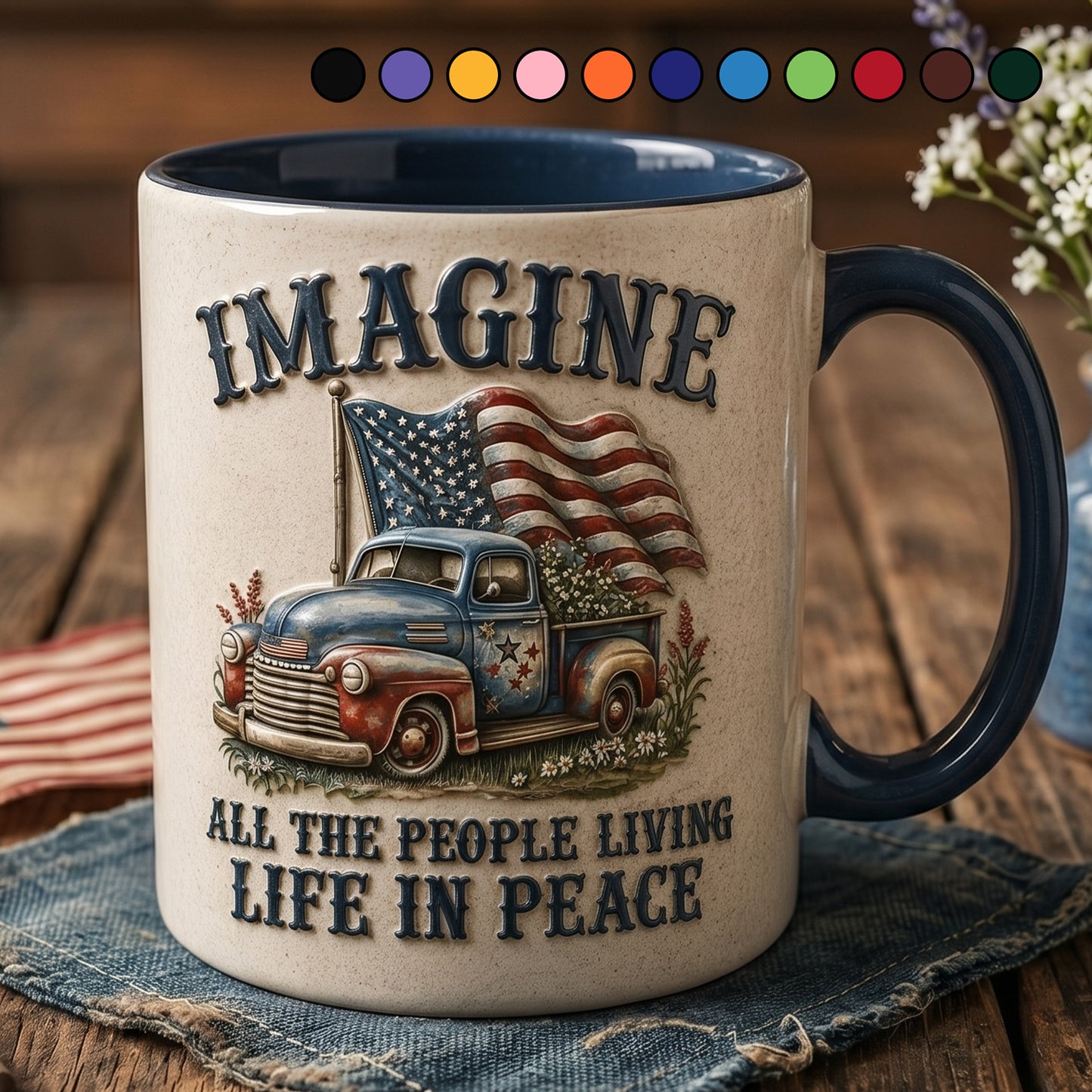 "Imagine" Patriotic Vintage Truck Mug