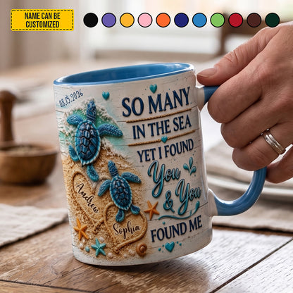 I Found You - Personalized Turtle Couple Accent Mug