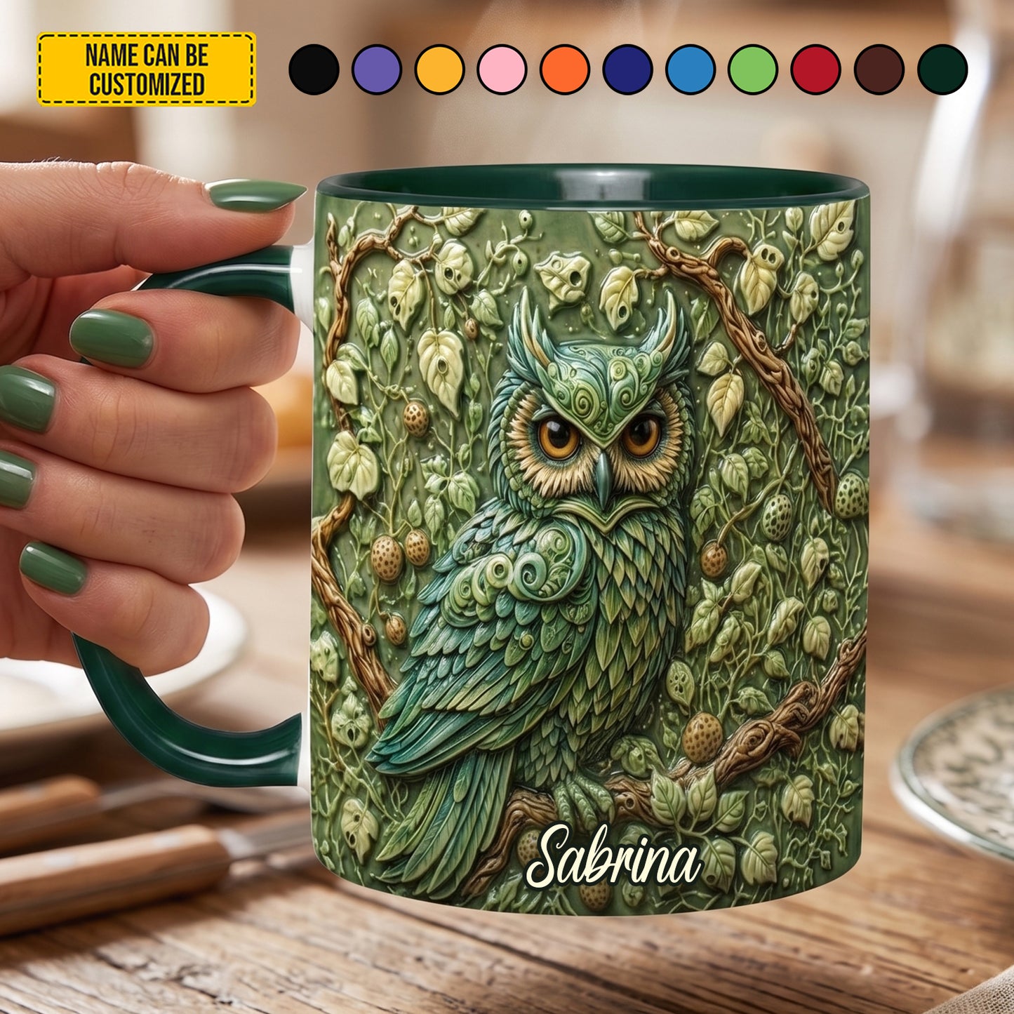 Personalized Forest Owl Accent Mug