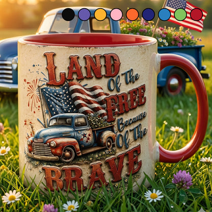 Land Of The Free - Truck Patriotic Accent Mug