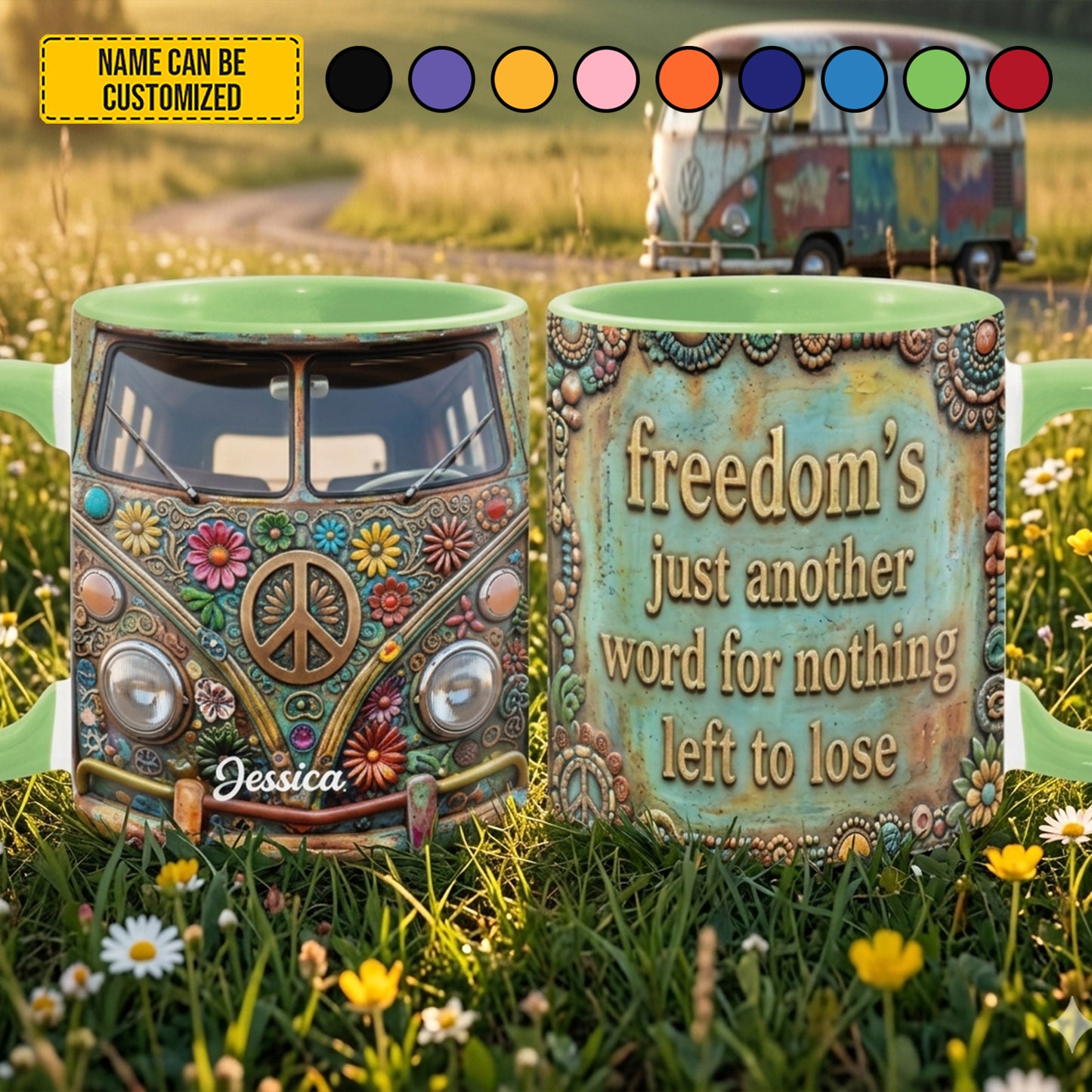 Freedom's Just Another Word - Personalized Hippie Accent Mug