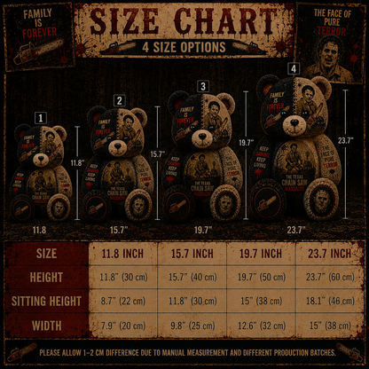 Leatherface Chainsaw Horror Bear Shaped Pillow – Halloween Gift for Scary Movie Fans