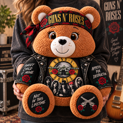 Guns N’ Roses Custom Shaped Bear Pillow – Rock Music Inspired Gift for Guns N’ Roses Fans