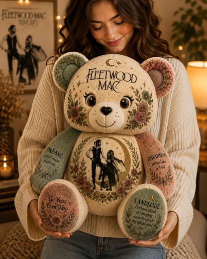Fleetwood Mac Bear Custom Shaped Pillow – Gift for Classic Rock Lovers