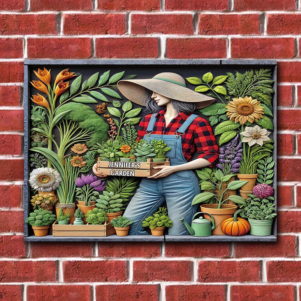 Love Gardening - Personalized Gardening Rectangle Metal Sign