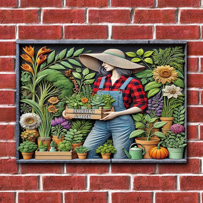 Love Gardening - Personalized Gardening Rectangle Metal Sign