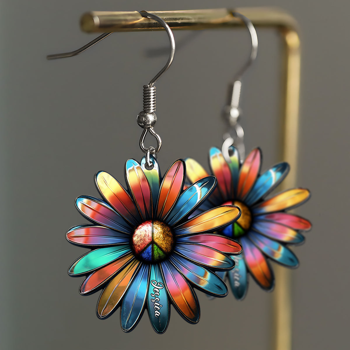 Hippie Flower - Personalized Hippie Earrings
