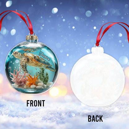 Turtle & Ocean - Personalized Turtle Acrylic Ornament