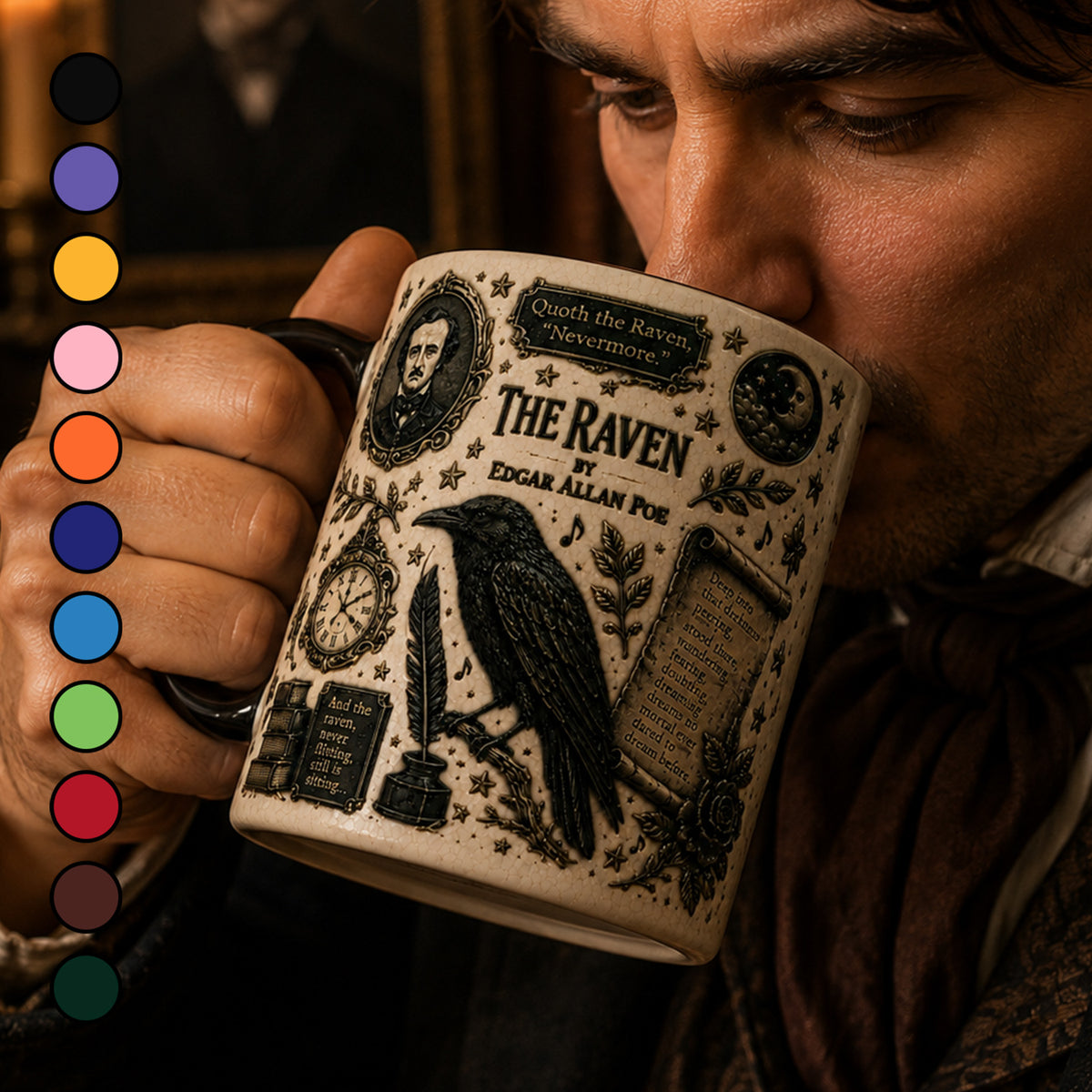Raven Edgar Allan Halloween Accent Mug