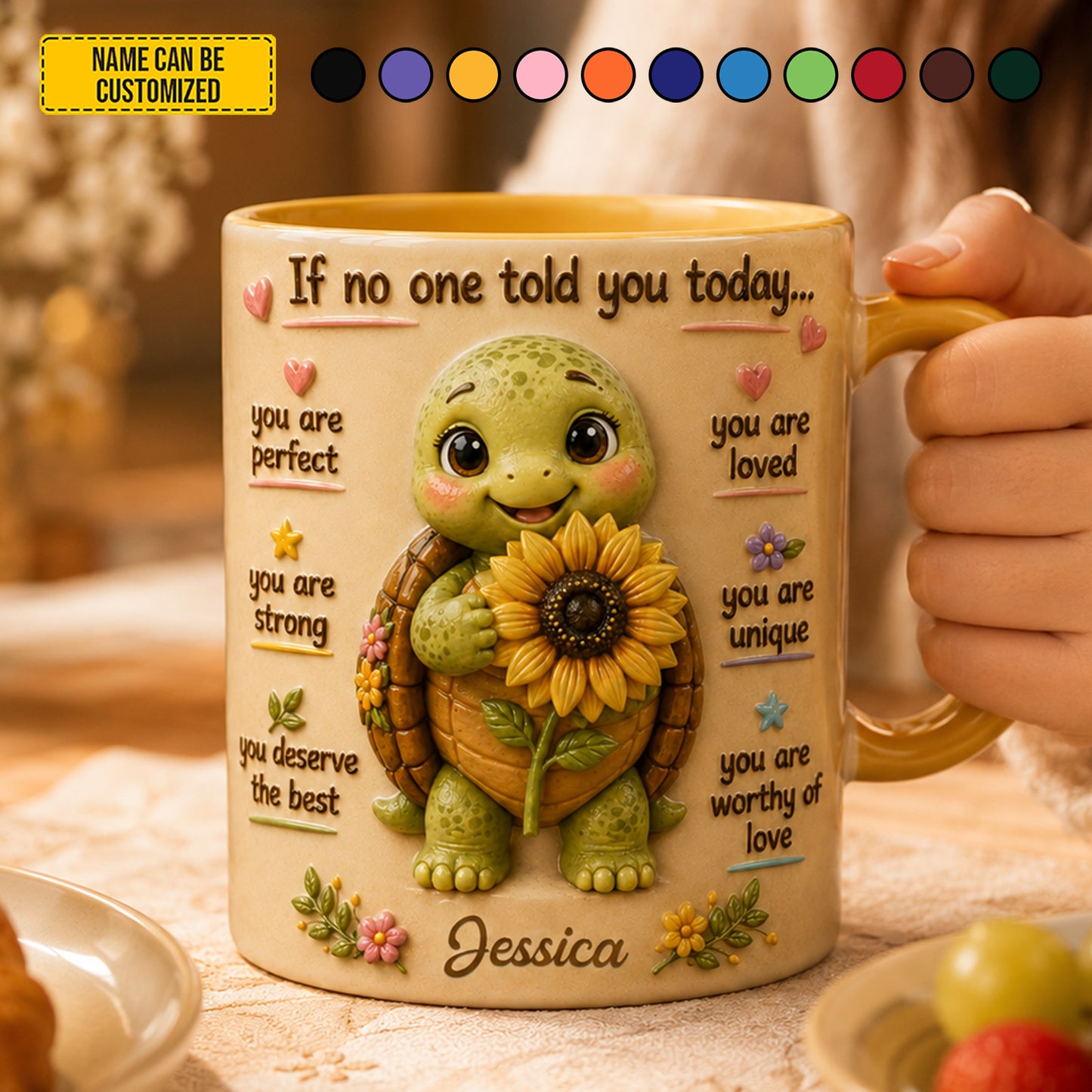 If No One Told You Today – Personalized Turtle Affirmation Accent Mug