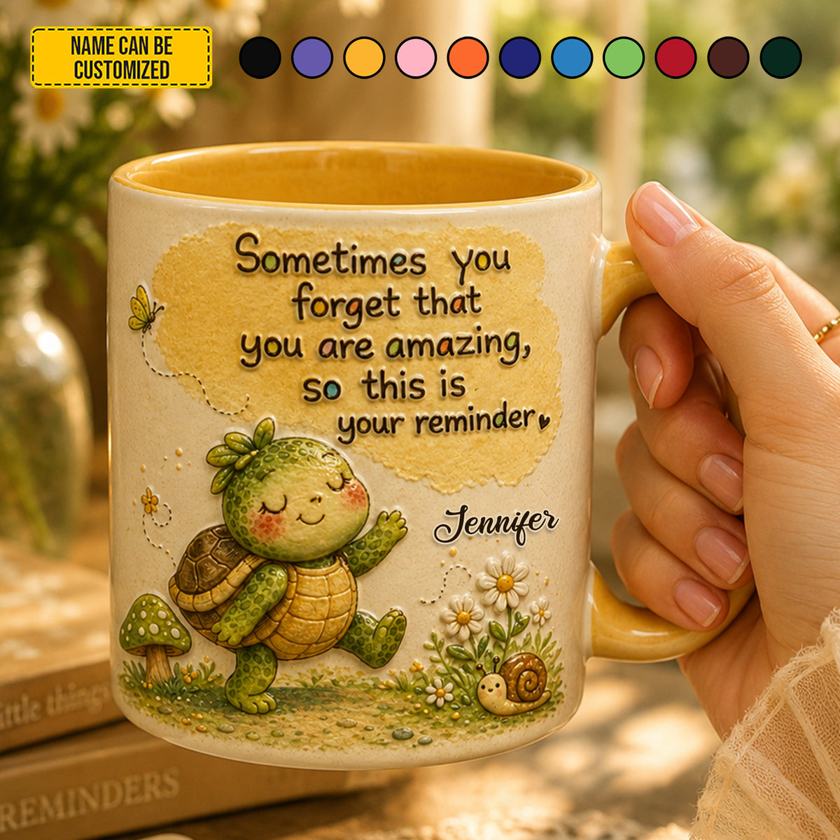 Personalized Cute Turtle Accent Mug