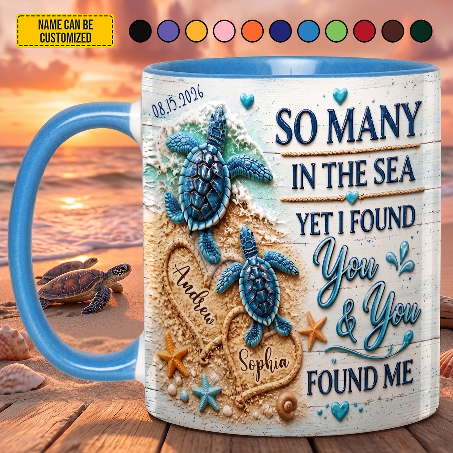 I Found You - Personalized Turtle Couple Accent Mug