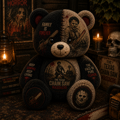Leatherface Chainsaw Horror Bear Shaped Pillow – Halloween Gift for Scary Movie Fans
