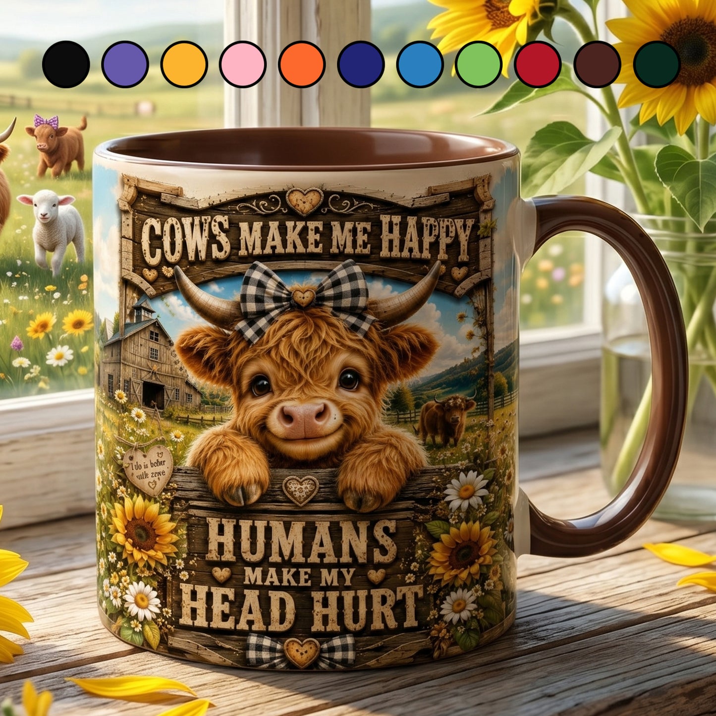 Cows Make Me Happy - Personalized Cow Accent Mug