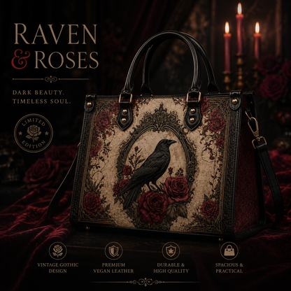 The Raven Gothic Leather Handbag – Victorian Raven & Rose Bag