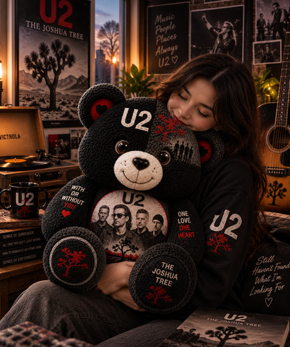 U2 Band Bear Custom Shaped Pillow – Rock Music Legend Gift