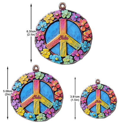 Floral Peace Symbol - Personalized Hippie Earrings