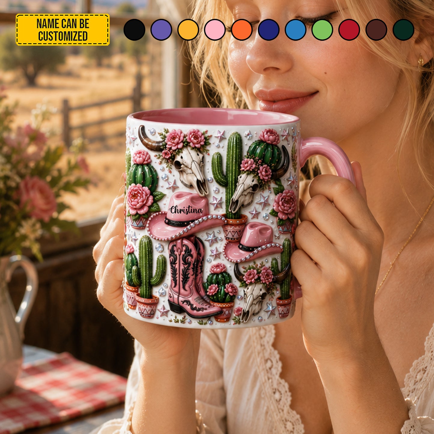 Personalized Western Cowgirl Accent Mug