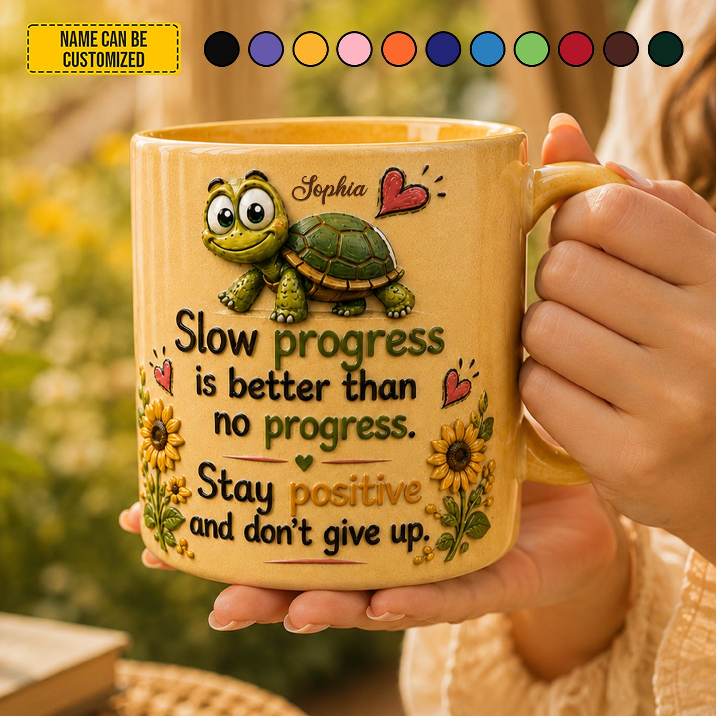 Personalized Turtle Motivational Accent Mug