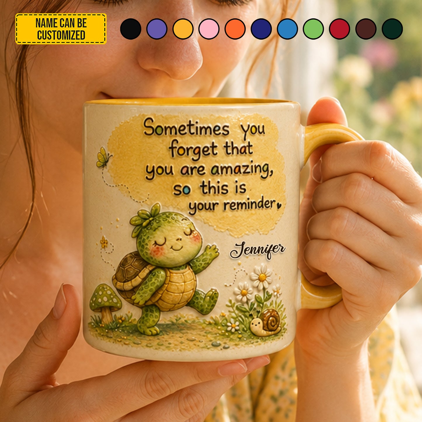 Personalized Cute Turtle Accent Mug